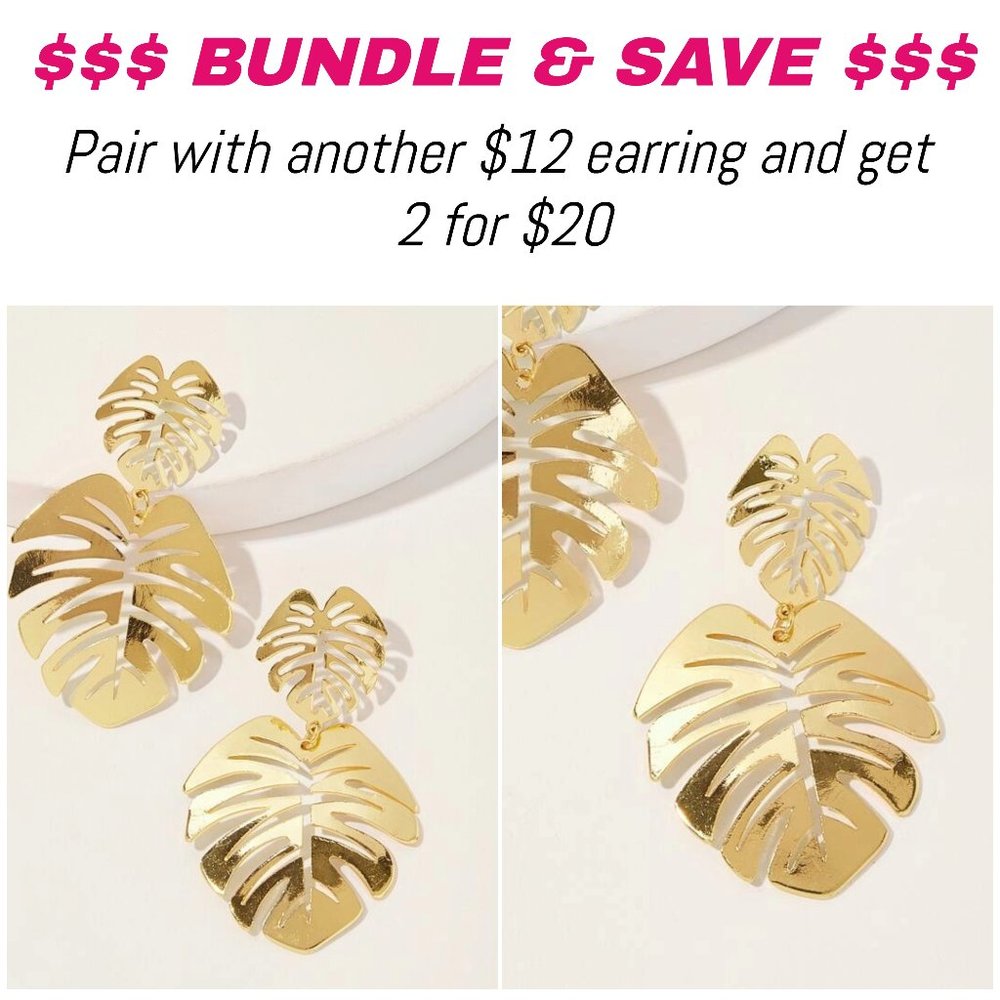 Tropical Jungle Safari Leaf Dangle Earrings